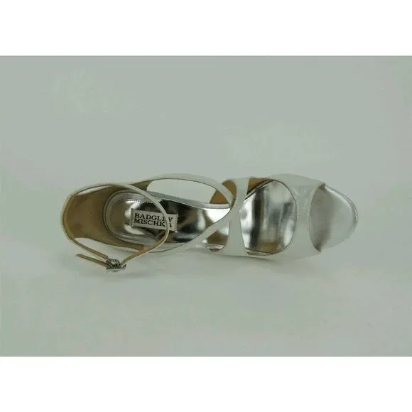 Badgley Mischka Wmn's Laguna Platform Sandals Silver Leather, Worn Once, Sz. 9M - Picture 2 of 9